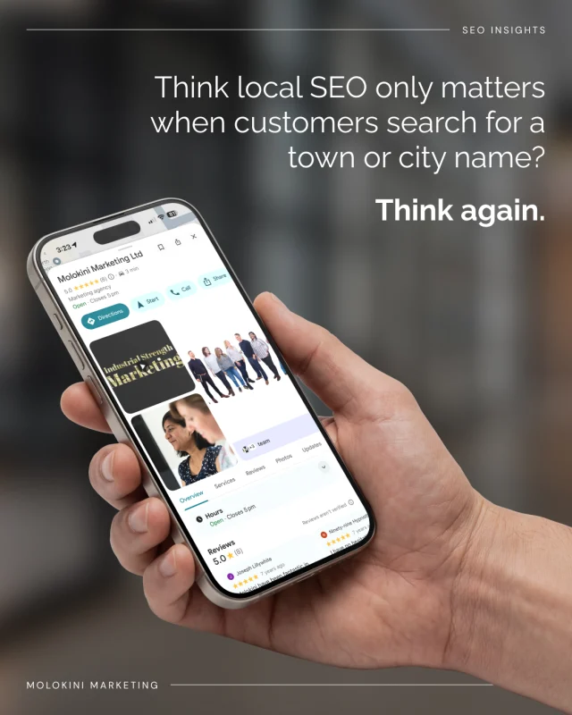 Think local SEO only matters when customers search for a town or city name? Think again.

Sorry if this is obvious, but Google doesn't need users to search for "marketing agency Brighton" or "accountant Worthing" to deliver local results.

Today, a search for simply "marketing agency" can trigger location-based results using a user's location and other search signals.

That means potential customers could be actively looking for your services nearby without ever mentioning a location.

The businesses that appear aren't always the biggest. They're often the ones with the strongest local SEO foundations:

- Optimised Google Business Profile
- Strong review profile
- Consistent business information across the web
- Relevant local content
- A website that clearly communicates what they do and where they do it

If you're not sure how visible your business is in local search, we'd be happy to give you an honest assessment.

#LocalSEO #SEO #DigitalMarketing #LeadGeneration #MarketingStrategy #B2BMarketing