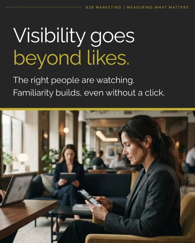 “Engagement rate” measures how people interact with your social content through likes, comments, shares and clicks. 

For B2B however, engagement only tells part of the story. 

Many decision-makers consume content without liking, commenting, or sharing it. They're watching, learning, and building familiarity with your brand, but leaving no visible trace. 

That's why it's worth looking beyond engagement rates to metrics such as impressions and reach. If the right people are consistently seeing your content, it's still doing valuable work. 

The most important question isn't "How many likes did we get?" but "Are we staying visible to our target audience?" 

Take a look at our 2026 Social Media Glossary – Link in comments. 

#B2BMarketing #LinkedInMarketing #MarketingMetrics